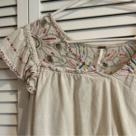 Free People cropped blouse top embroidered XS - Picture 3 of 6